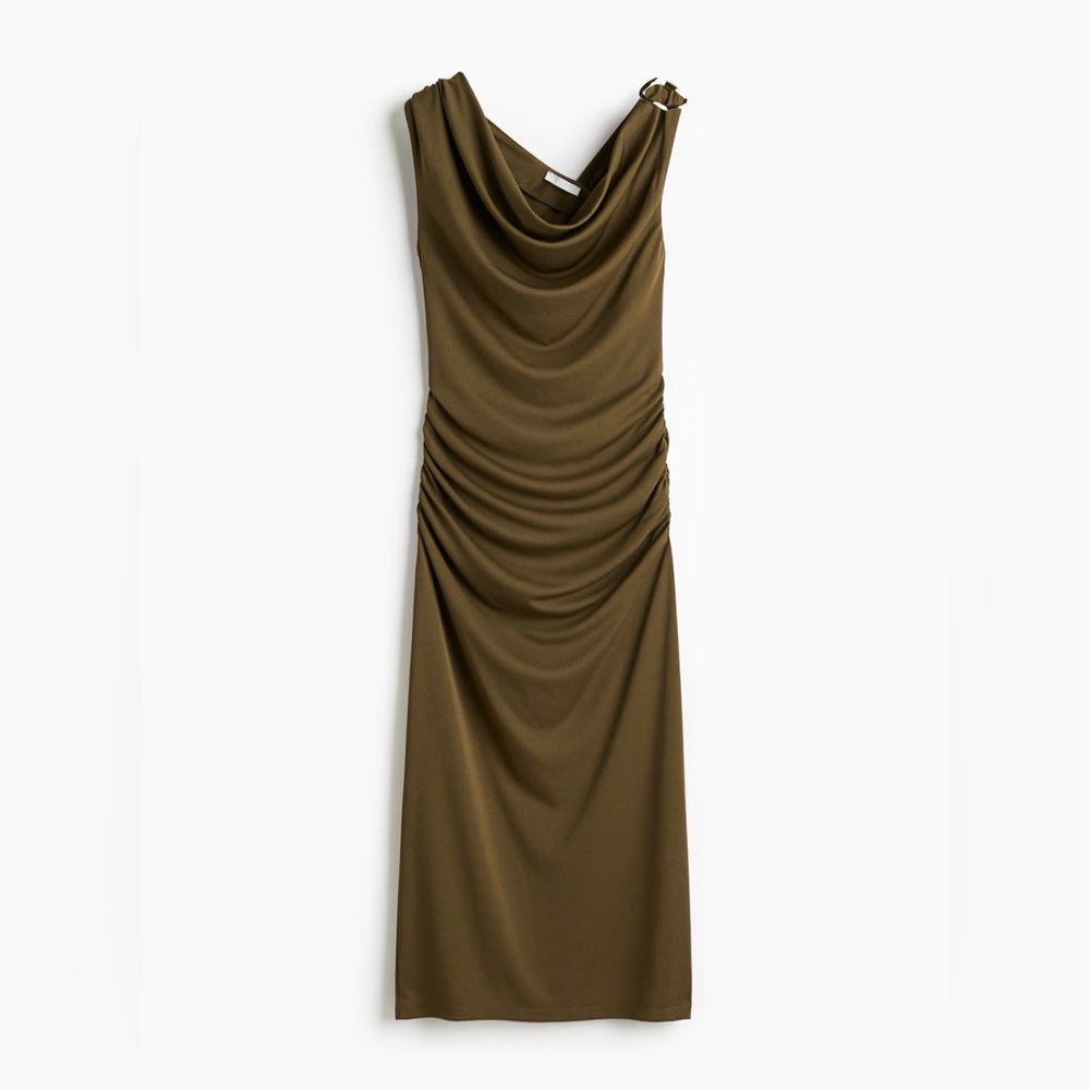 Midi Olive Green Off the Shoulder Dress